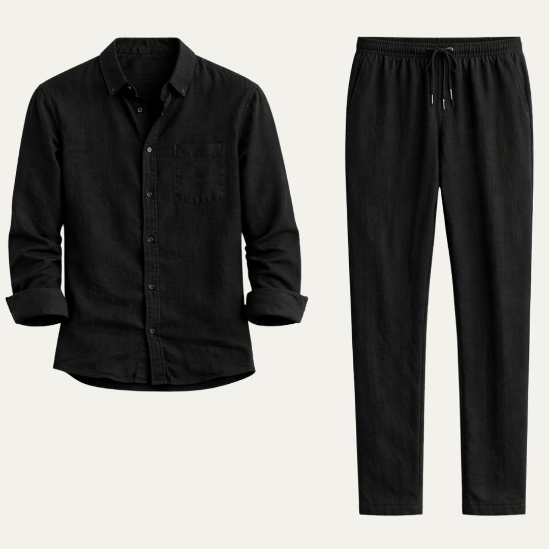 The Monferrato Men’s Linen Shirt and Pants Set – Casual Two Piece Outfit