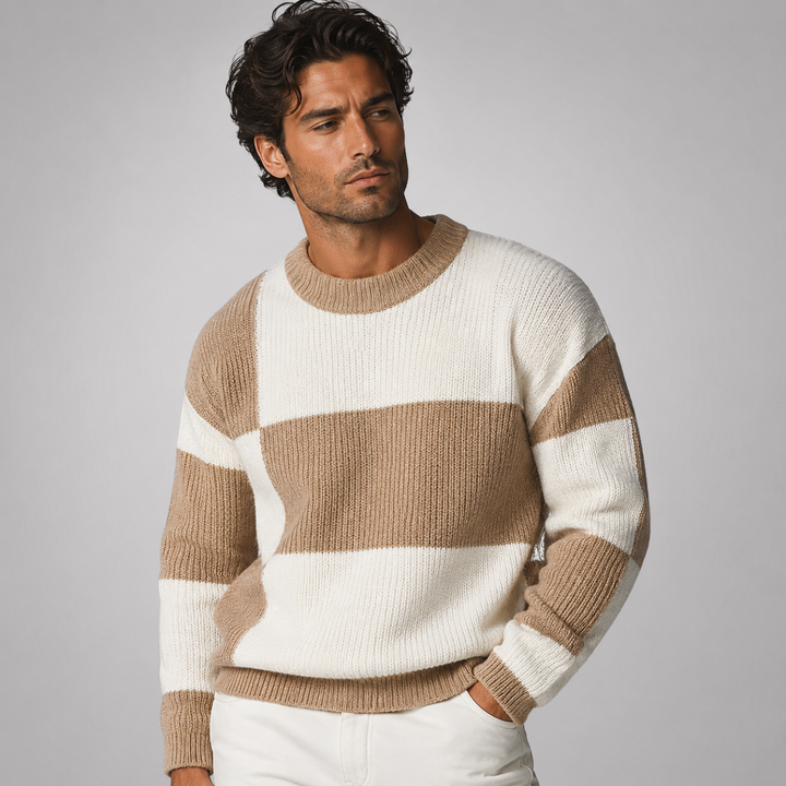 The Kirkwood Men’s Casual Round Neck Striped Knit Sweater