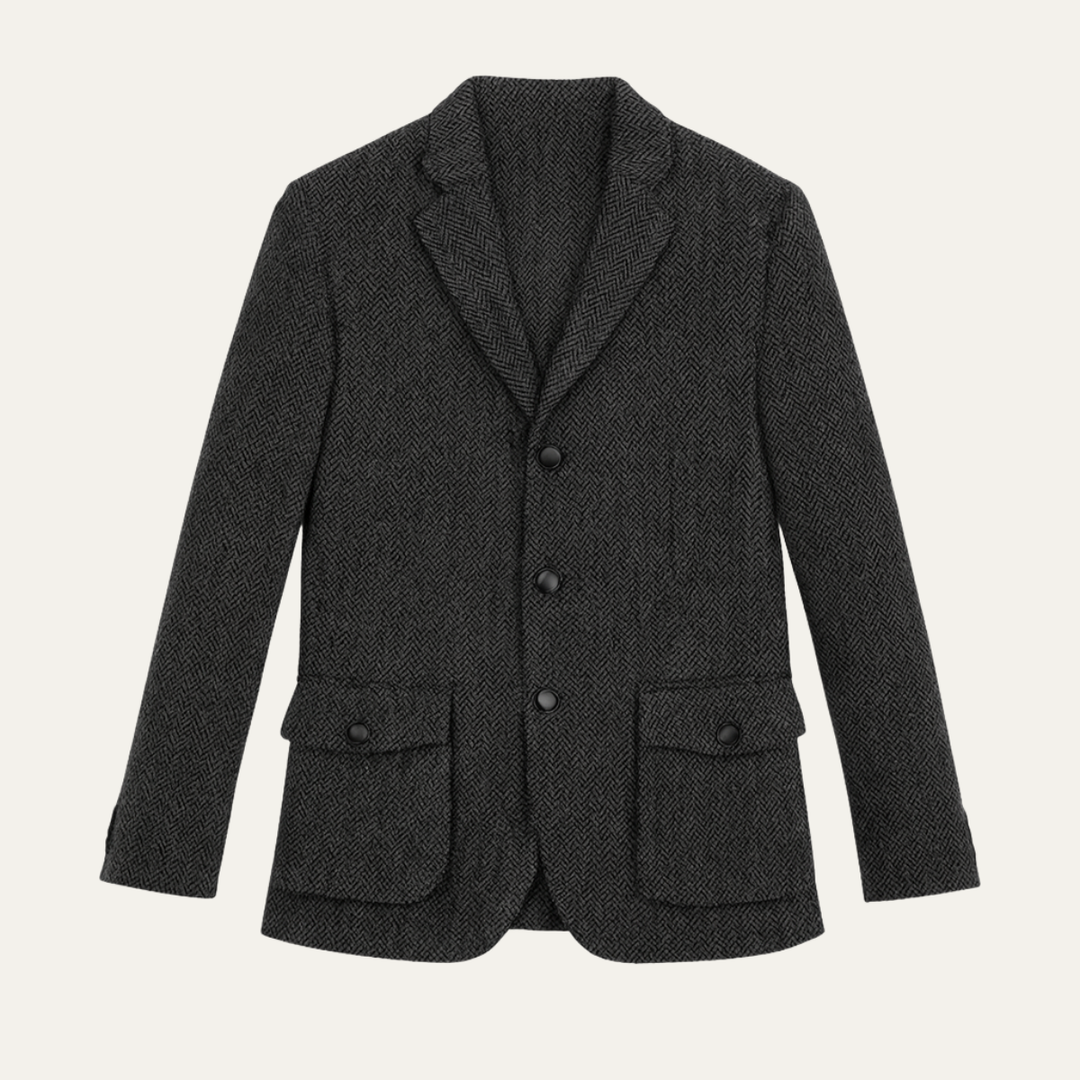 The Ortisei Men's TweedSingle Breasted Business Blazer Suit - Dark Gray