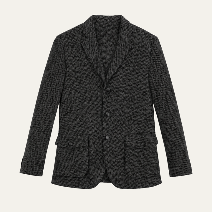 The Ortisei Men's TweedSingle Breasted Business Blazer Suit - Dark Gray