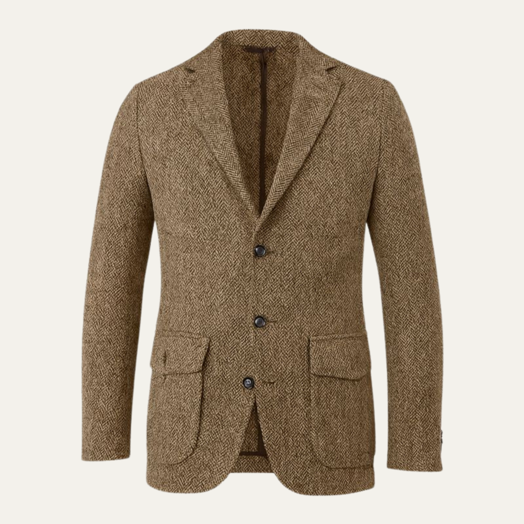 The Soveria Men’s Single Breasted Wool Herringbone Tweed Blazer - Wedding Guest