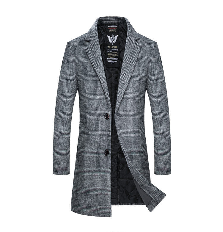 Men's Classic Plaid Wool Coat