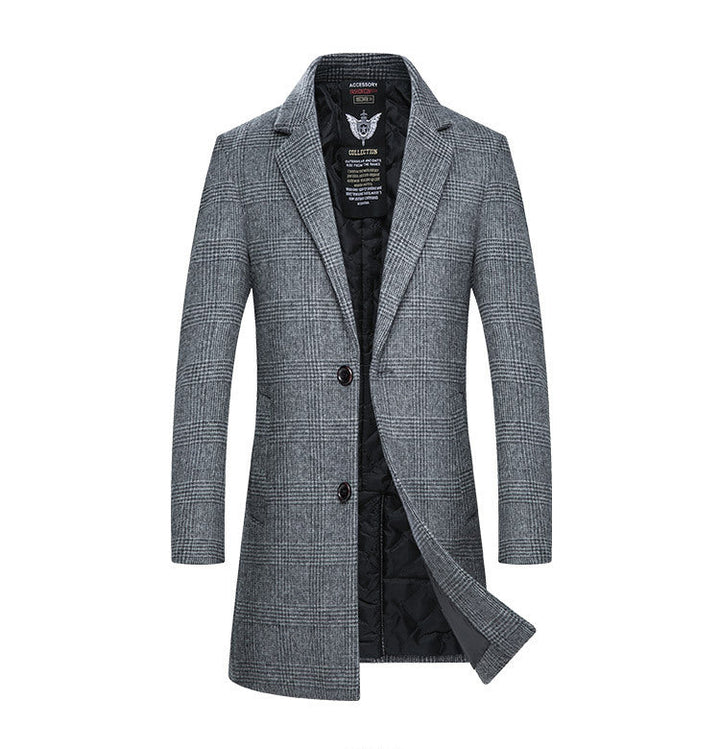 Men's Classic Plaid Wool Coat