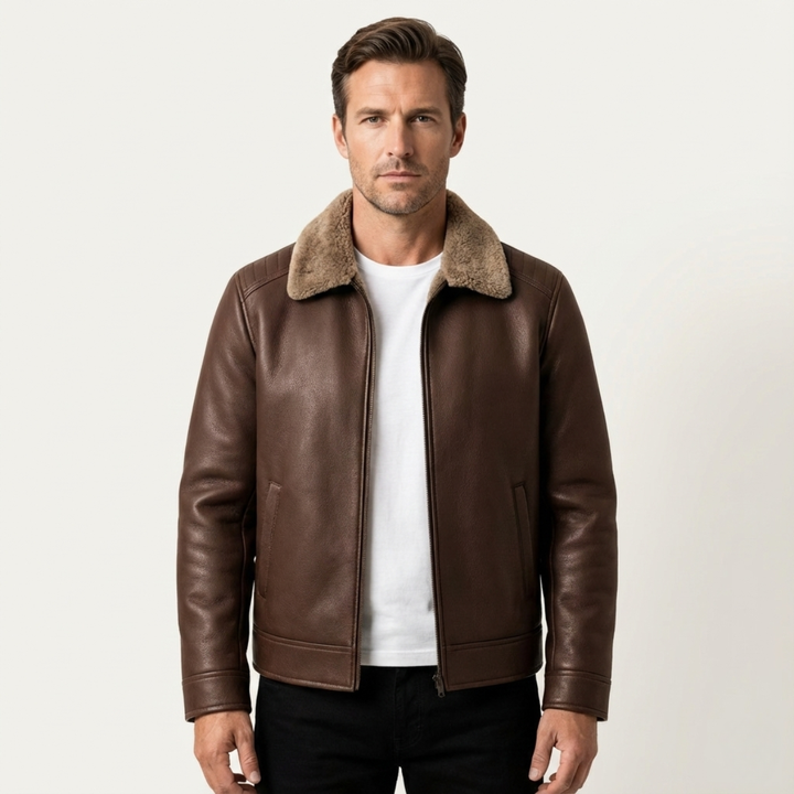 The Pantelleria Men’s Winter Fleece Lined Faux Leather Jacket