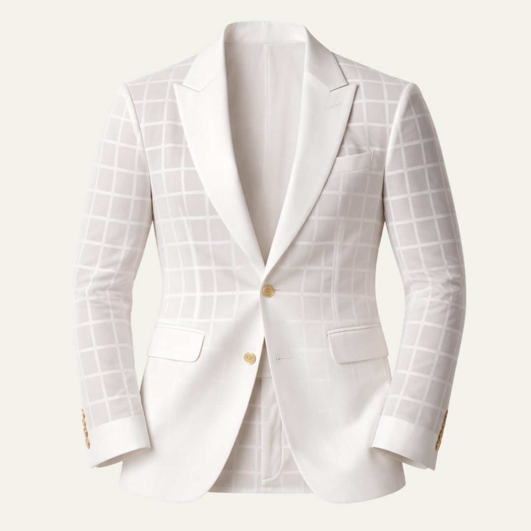 The Biarritz Men’s Single Breasted Sheer Plaid Suit Blazer