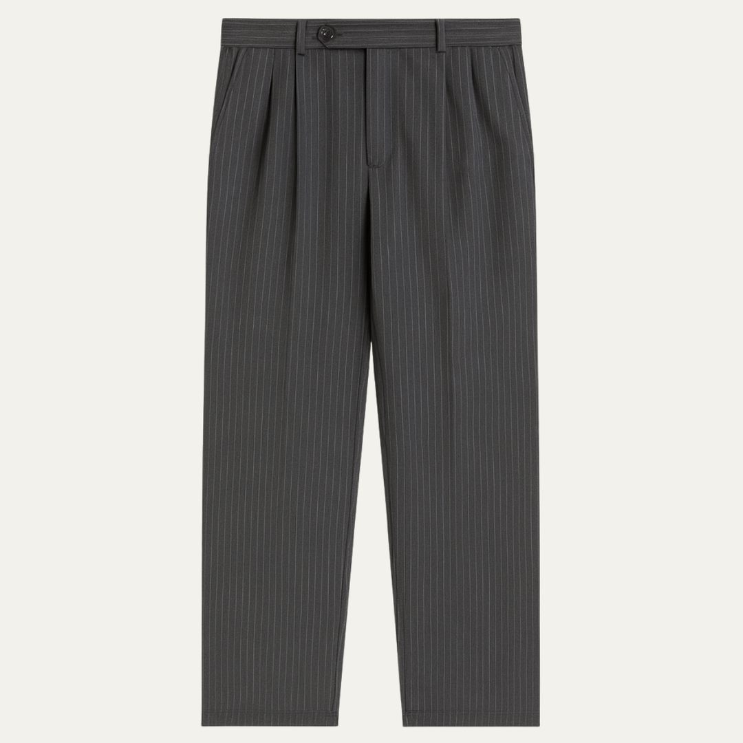 The Glenelg Men’s Wide Leg Tailored Pinstripe Dress Pants with Adjustable Waist