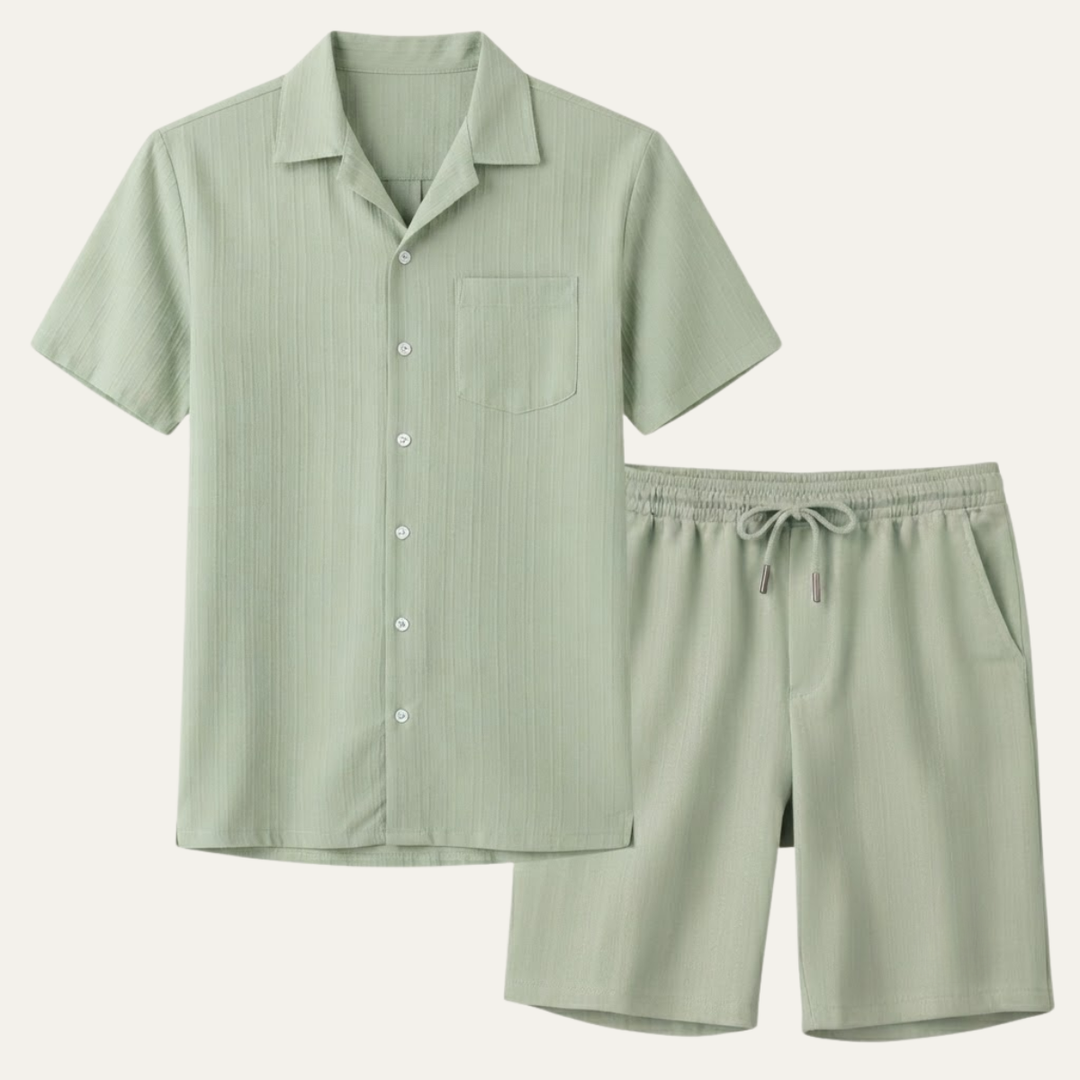 The Meadowhill Men’s Breathable Trendy Summer Set – Shirt & Shorts