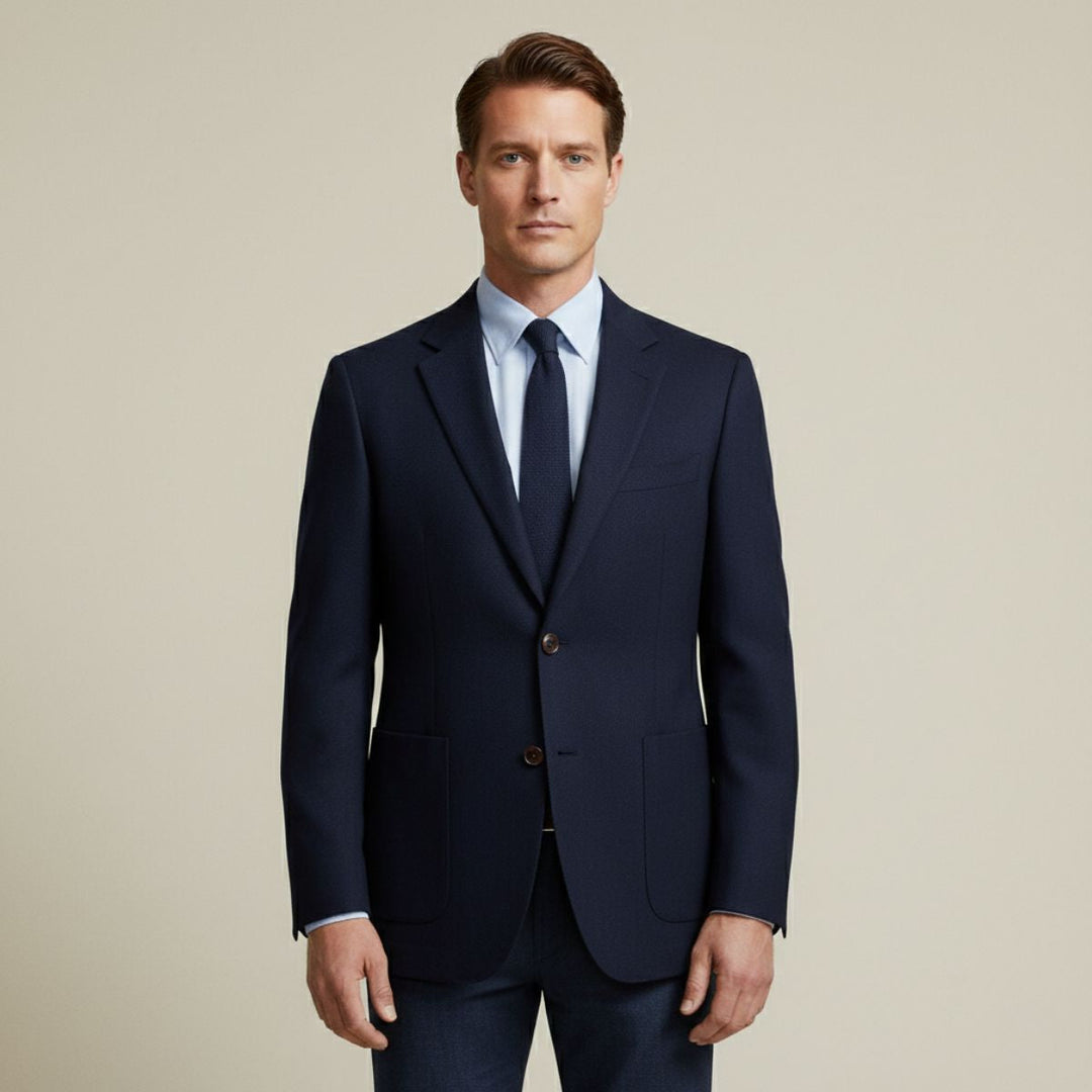 The Gravedona Men’s Office Herringbone Single Breasted Wool Tweed Blazer Jacket