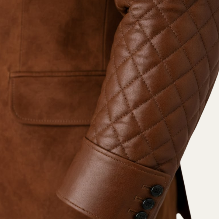 The Menton Men’s Quilted Slim Fit Suede Blazer Jacket