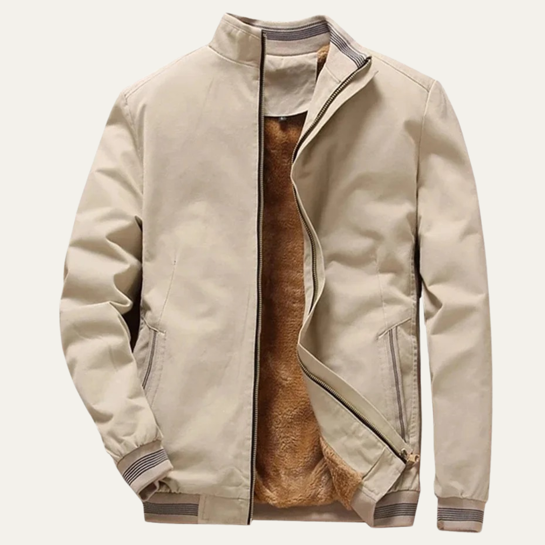 Men's Sherpa Fleece Lined Bomber Jacket Cream