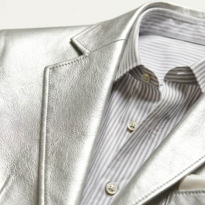The Monaco Men’s Silver Metallic Blazer – Luxury Party & Dinner Jacket - Wedding Guest