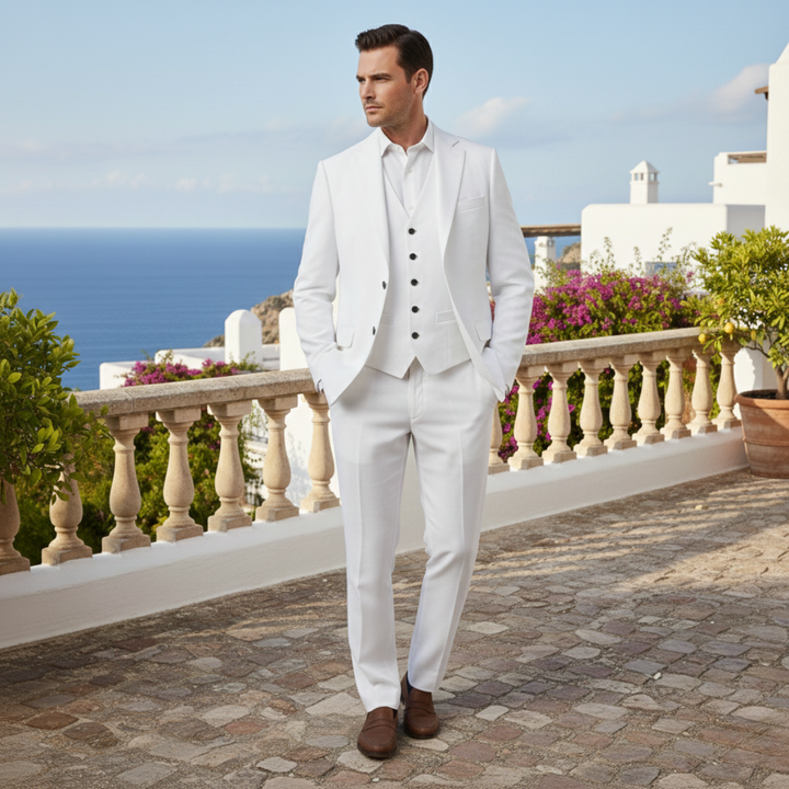 The Engelberg Men’s Business Linen 3 Piece Suit – Jacket, Vest & Pants