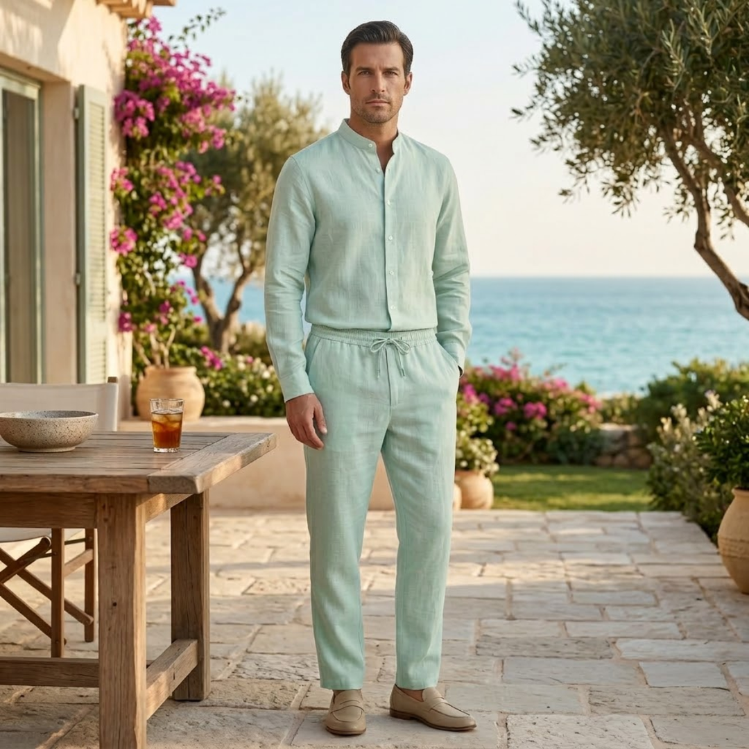 The Cedarbrook Men’s Trendy Cotton Linen Set –  Shirt & Pants