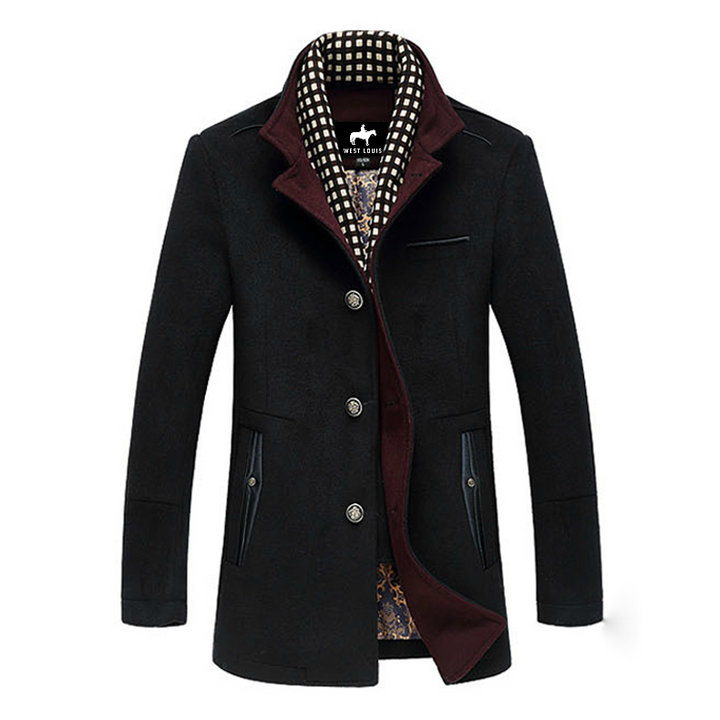 Men's Stylish Spliced Wool Overcoat