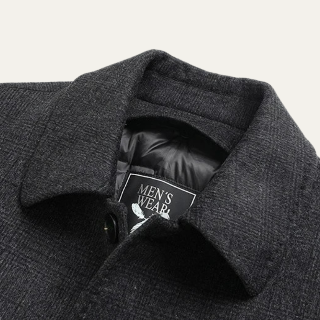 Men's Wool Blend Overcoat Charcoal Down Insulated