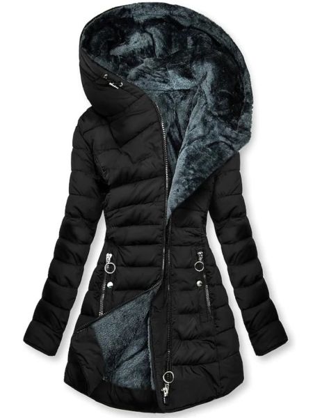 Women's Fur Hooded Puffer Coat – Long Quilted Winter Jacket