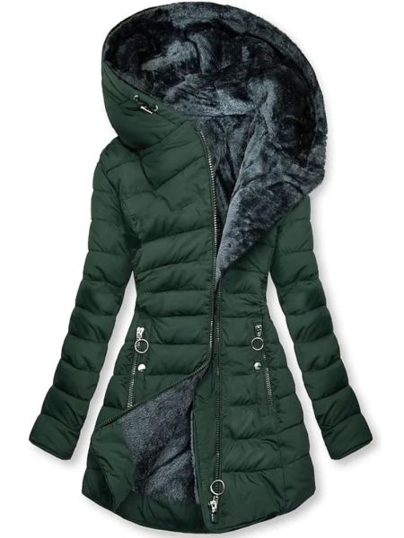Women's Fur Hooded Puffer Coat – Long Quilted Winter Jacket