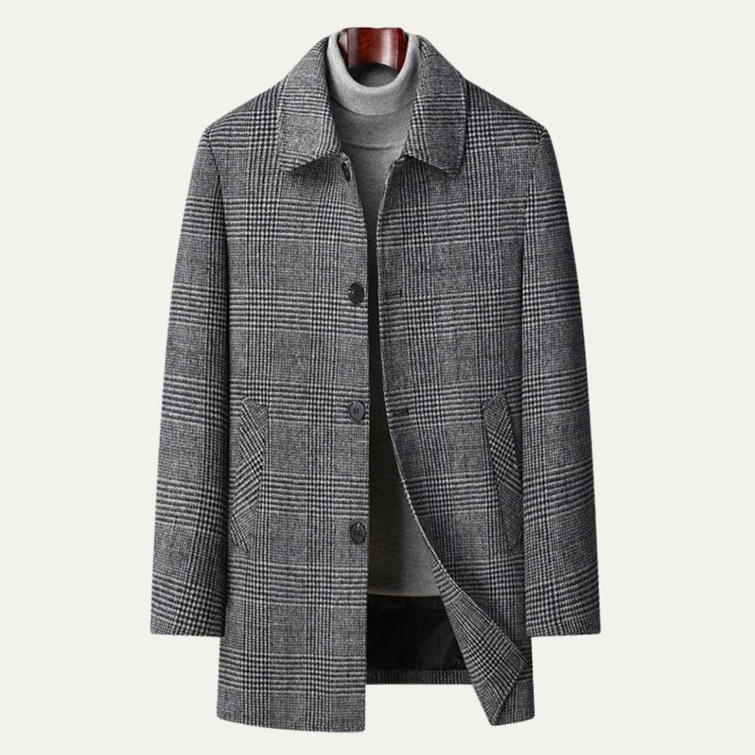 Men's Wool Blend Overcoat Charcoal Down Insulated