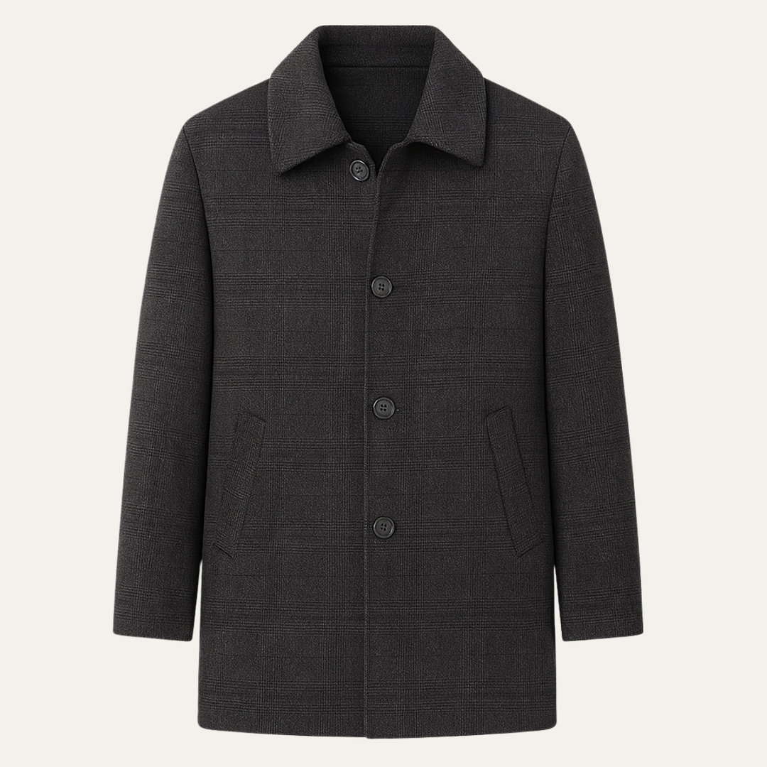 Men's Wool Blend Overcoat Charcoal Down Insulated