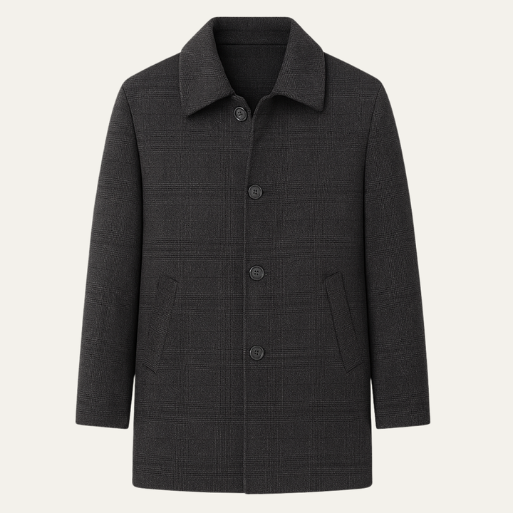 Men's Wool Blend Overcoat Charcoal Down Insulated