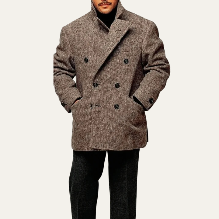 The Kensington Men’s Double Breasted Herringbone Blazer - Brown