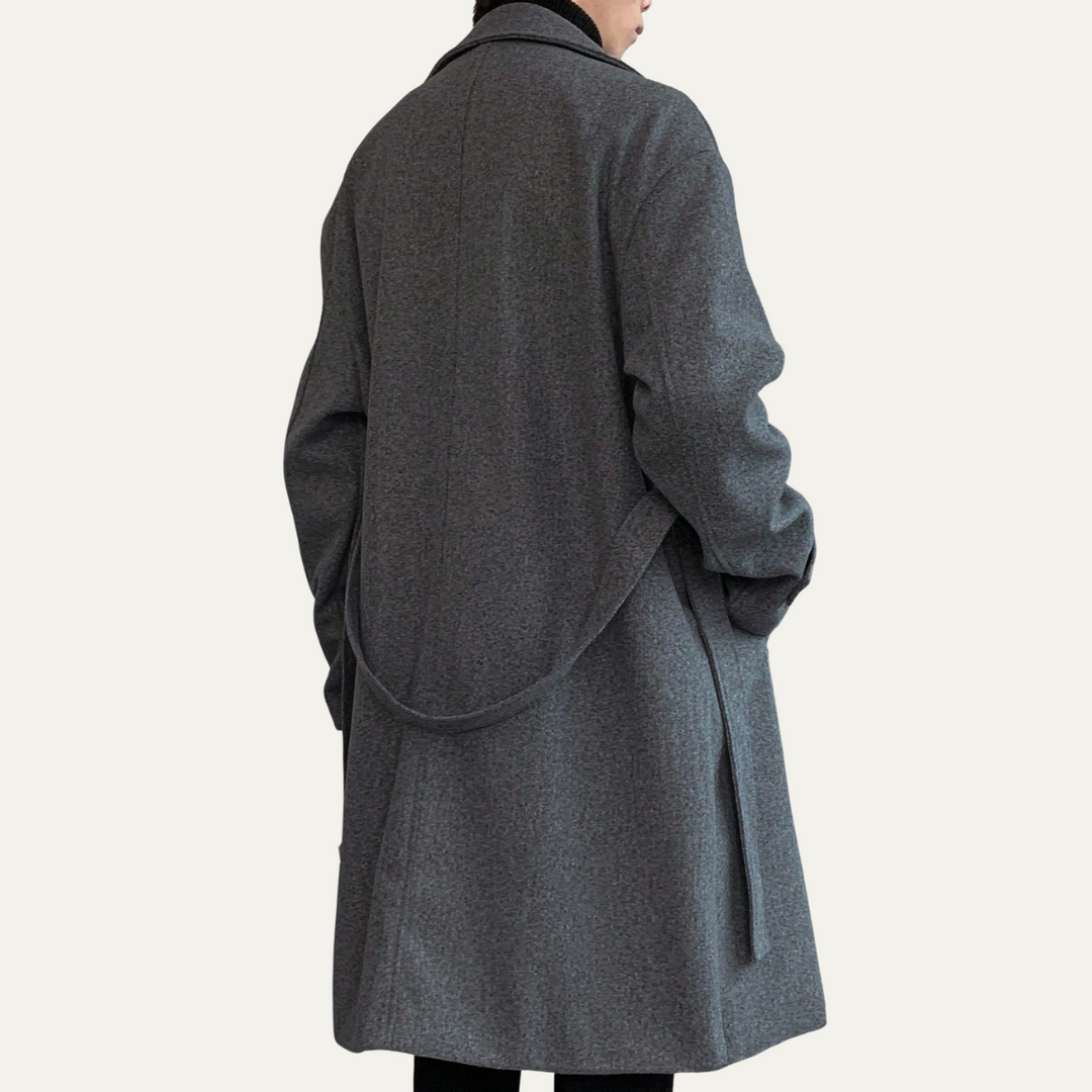Men's Wool Overcoat Black Long