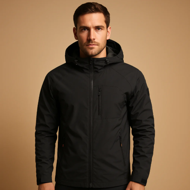 Men's Lightweight Waterproof Hooded Windbreaker Black