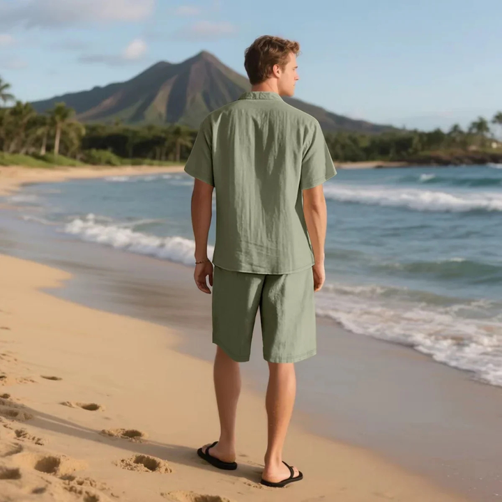 The Glenmoor Men’s Casual Summer Short Sleeve Shirt & Shorts Set