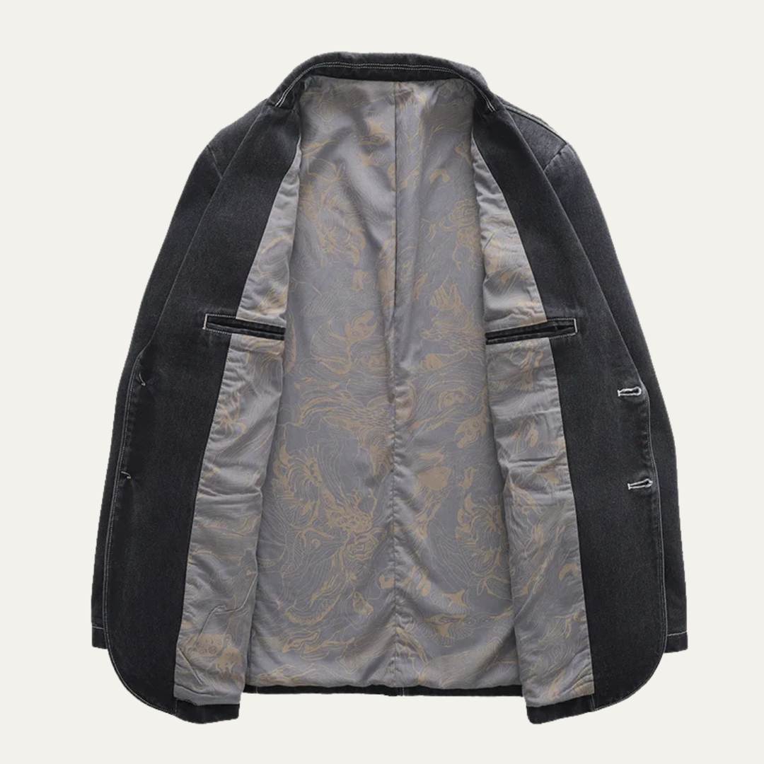 The Windwood Men’s Classic Retro Denim Blazer Jacket