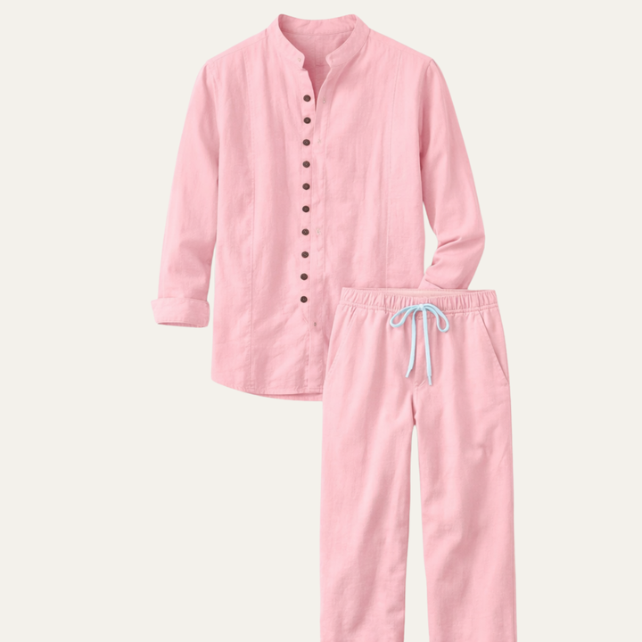 The Woodmere Men’s Retro Cotton & Linen Set – Shirt & Pants