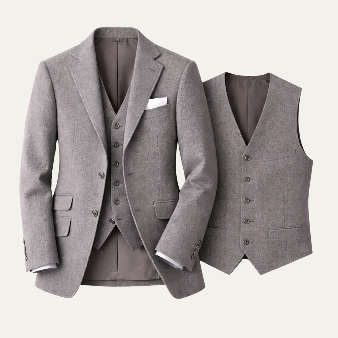 The Belluno Men’s Classic Herringbone 2 Piece Set – Jacket & Vest