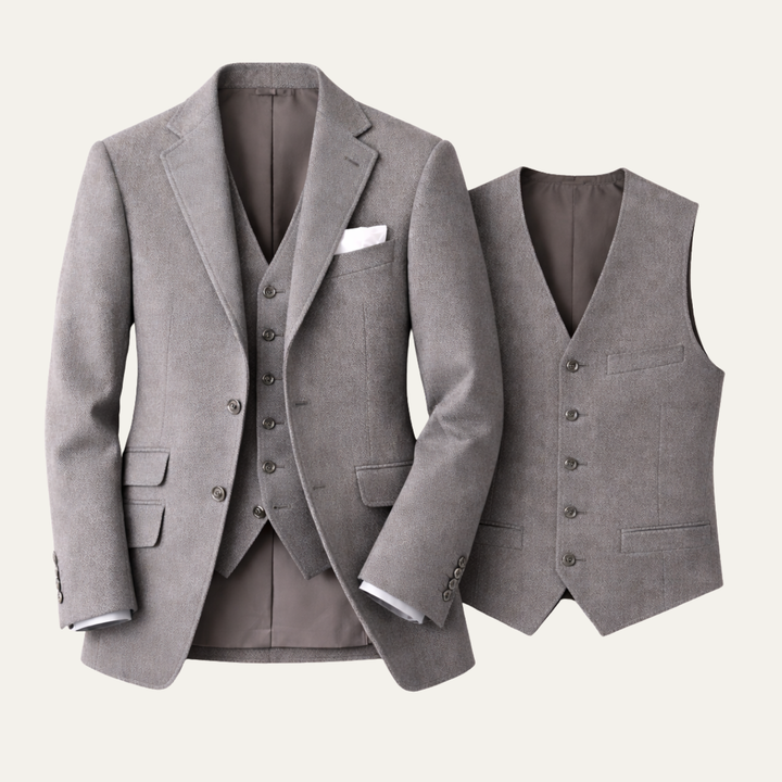 The Belluno Men’s Classic Herringbone 2 Piece Set – Jacket & Vest