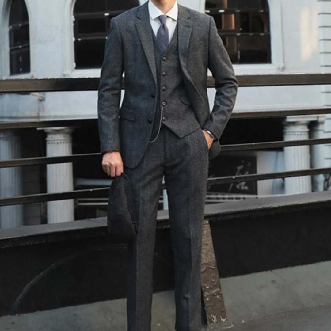 The Lombardia Men’s Retro Tweed 3 Piece Suit – Jacket, Vest & Pants