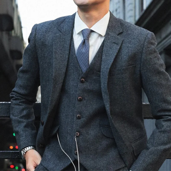 The Lombardia Men’s Retro Tweed 3 Piece Suit – Jacket, Vest & Pants