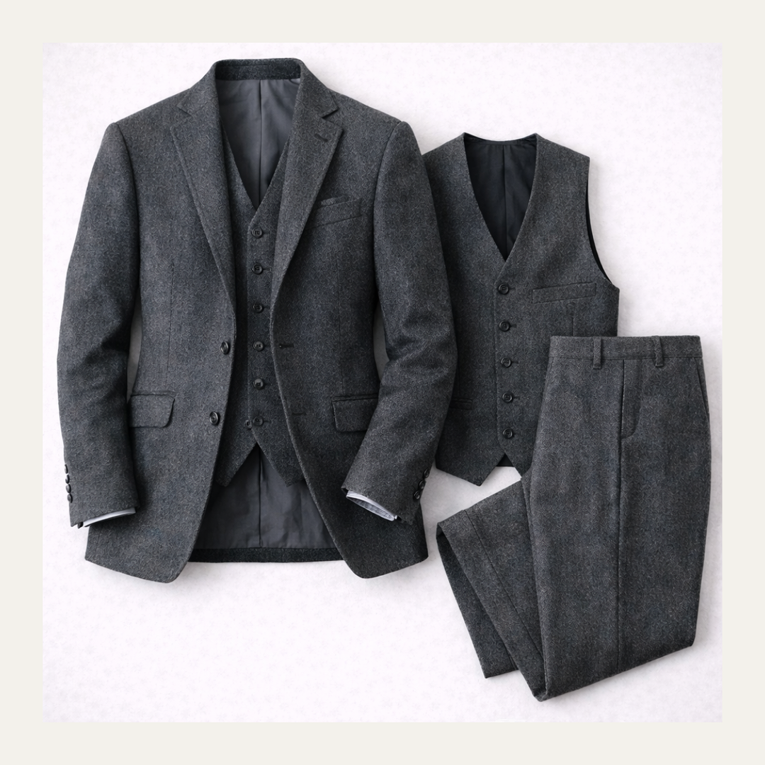 The Lombardia Men’s Retro Tweed 3 Piece Suit – Jacket, Vest & Pants