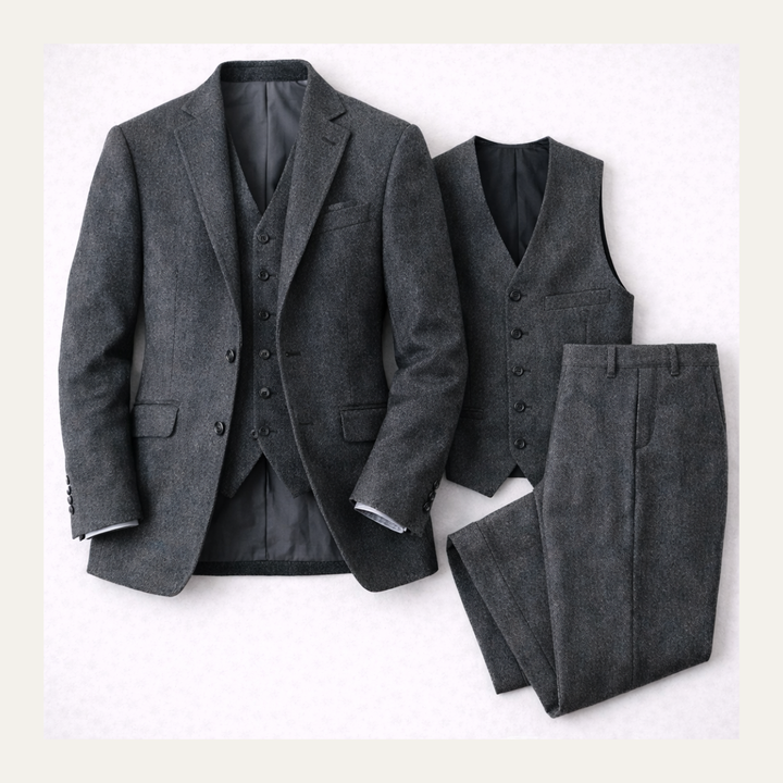 The Lombardia Men’s Retro Tweed 3 Piece Suit – Jacket, Vest & Pants