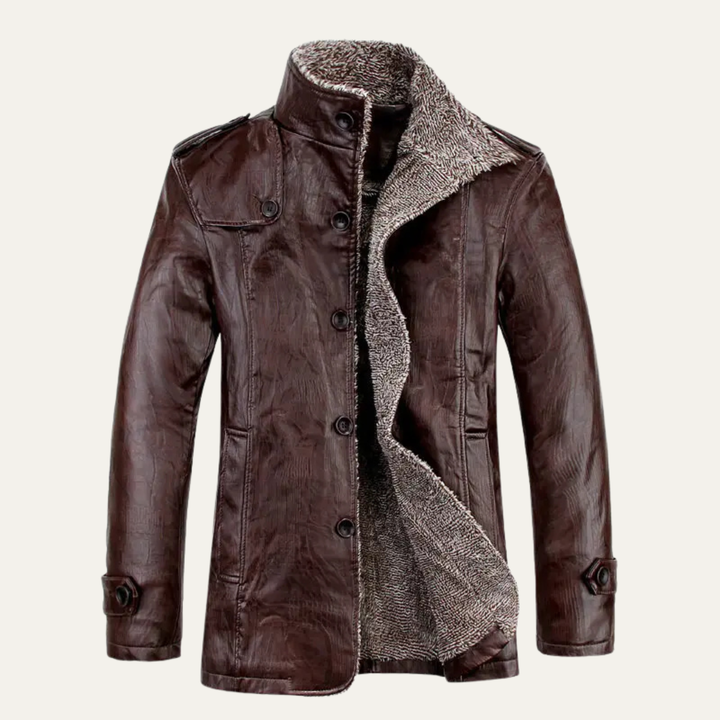 The La Spezia Men’s Leather Jacket – Warm Fleece Lined Winter Coat with Stand Collar