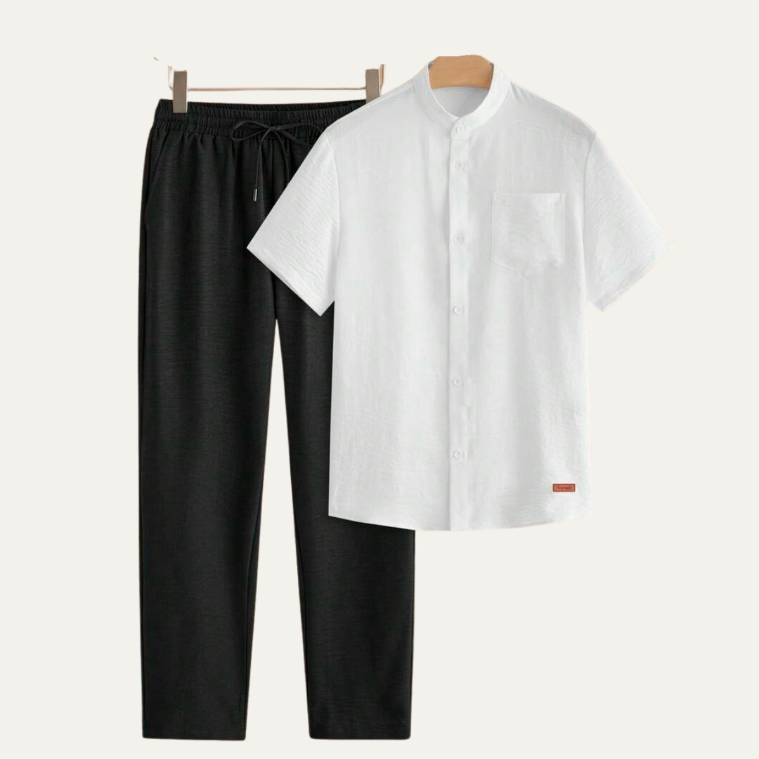 The Brookwood Ridge Men’s Textured Button Up Trendy Set – Shirt & Pants
