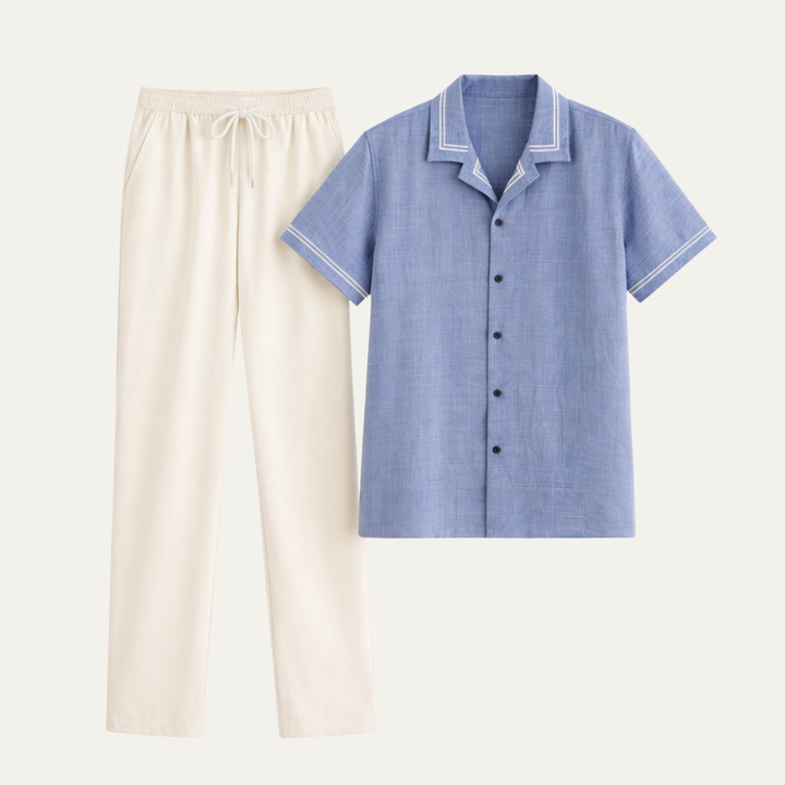 The Brookwood Ridge Men’s Textured Button Up Trendy Set – Shirt & Pants