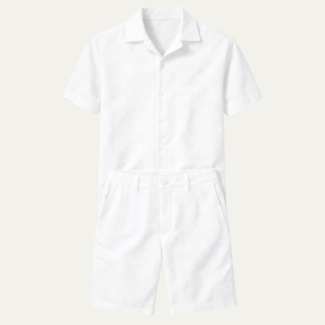 The Ashbourne Men’s Trendy Summer Button Up Shirt & Shorts Set