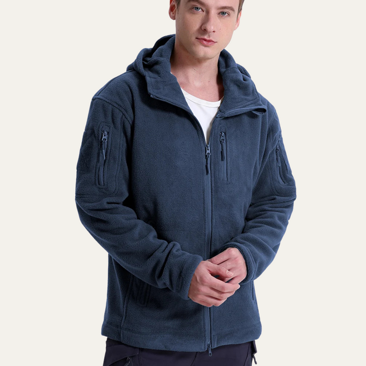 Men's Fleece Jacket Navy Hooded Tactical