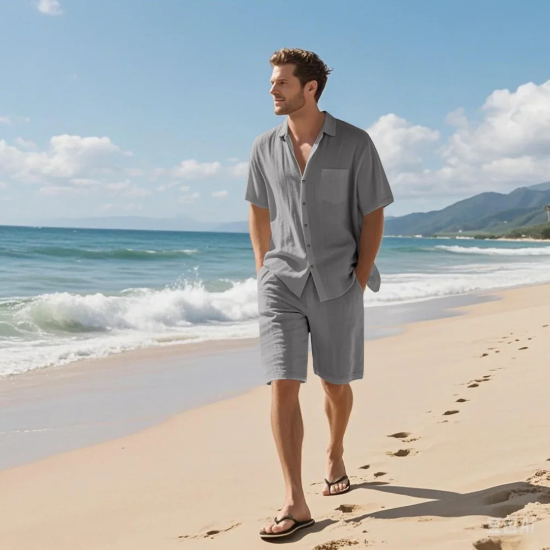 The Kirkwood Men’s Lightweight Summer Short Sleeve Shirt & Shorts Set