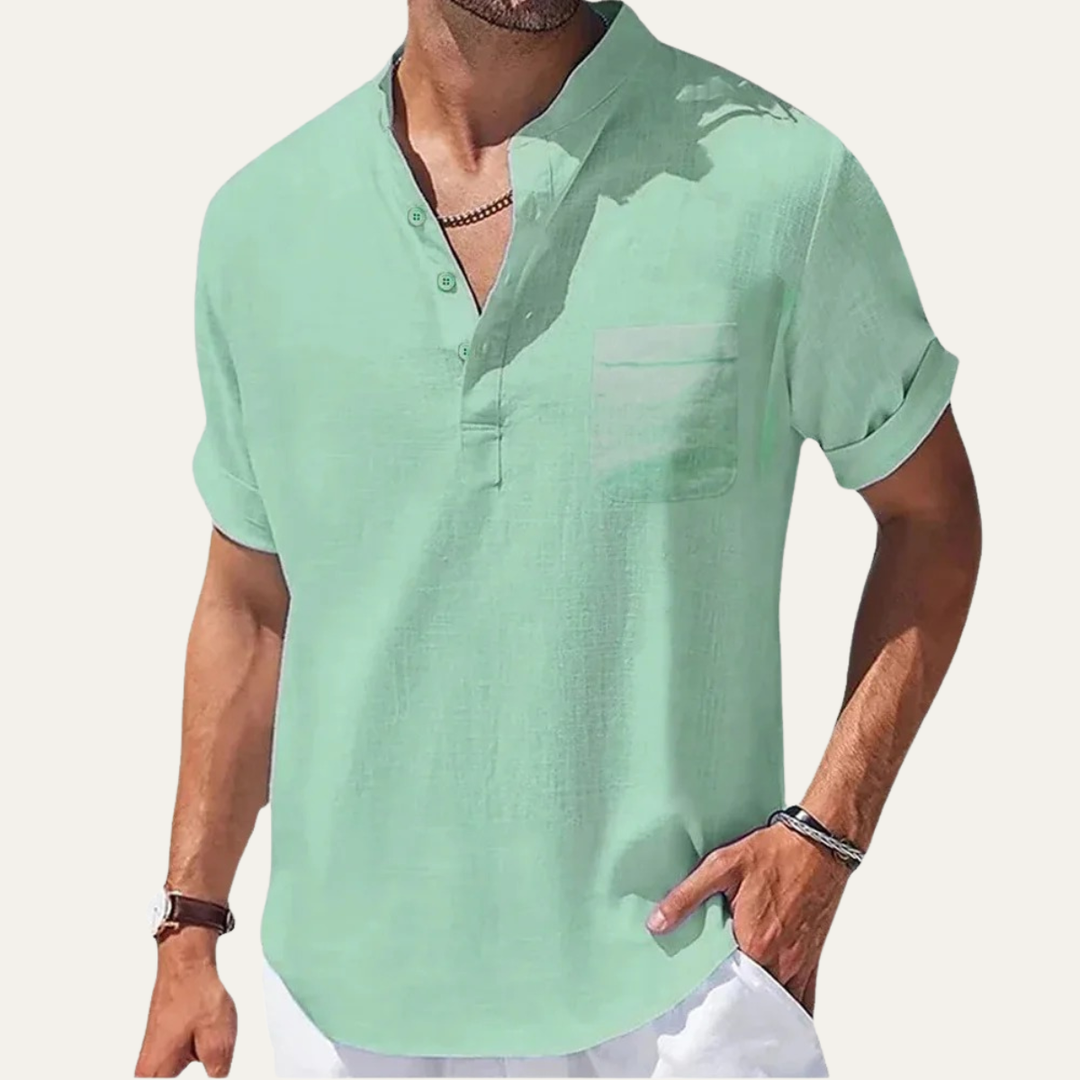 The Firenze Men’s Lightweight Henley Linen Shirt
