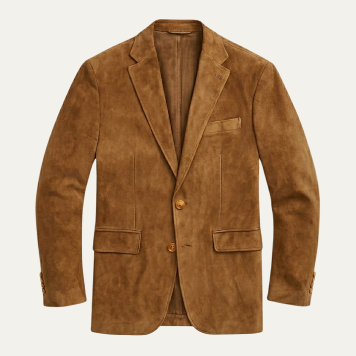 The Policoro Men’s Single Breasted Suede Blazer with Notched Lapel - Wedding Guest
