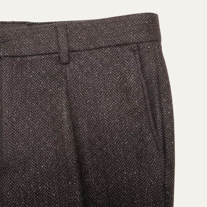 The Bridgecrest Men’s High Waisted Herringbone Retro Tweed Wool Pants