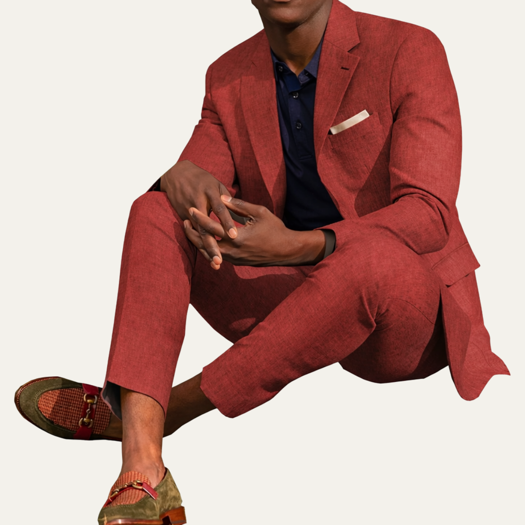 The Elmcrest Men’s Classic Linen 2 Piece Set – Blazer & Pants