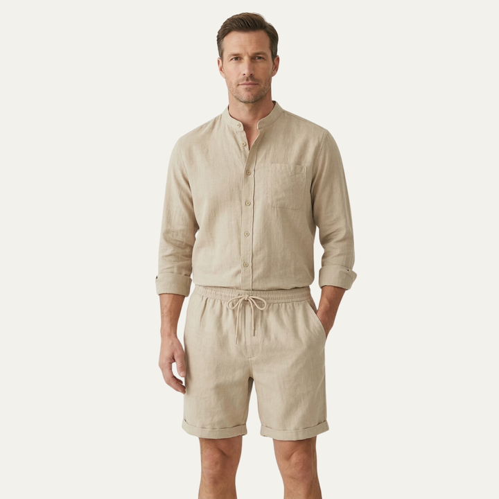 The Glenbrook Park Men’s Cotton Linen Set – Shirt & Shorts