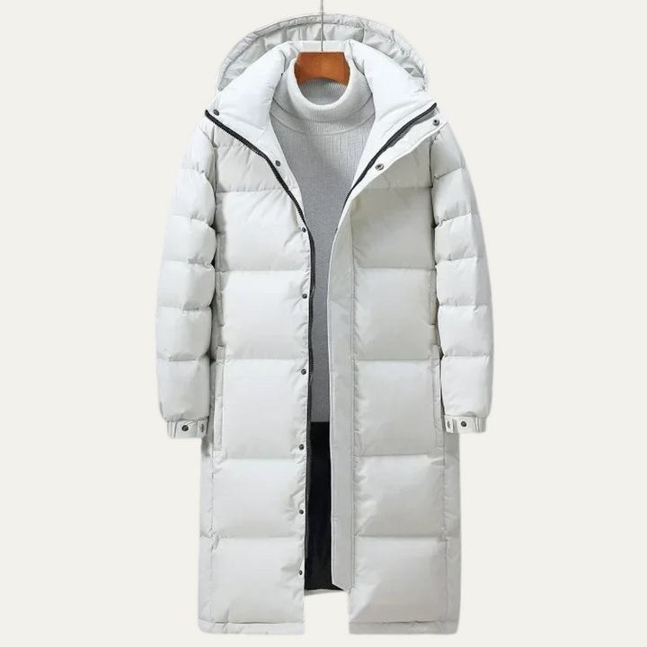 The Westminster Men’s Hooded Longline Black Puffer Coat