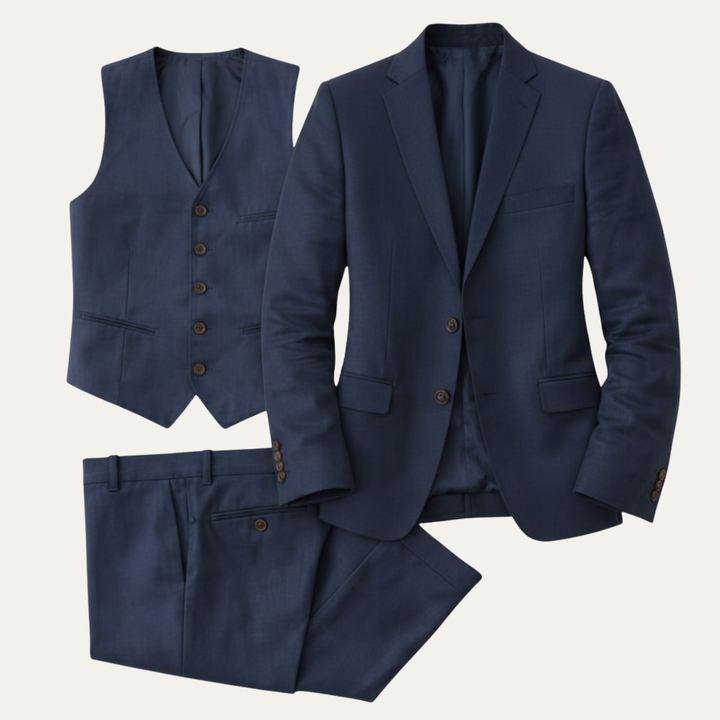 The Andermatt Men’s Trendy Linen 3 Piece Suit – Jacket, Vest & Pants