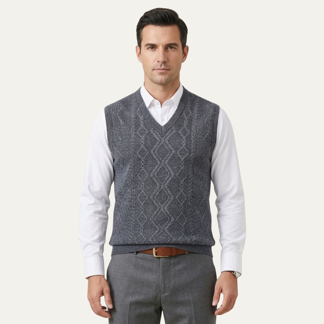 The Canazei Men’s Winter Cable Knitted V Neck Sweater Vest